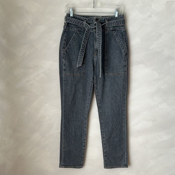Veronica Beard Logan Straight Leg Jeans Tie Belt Extra High Rise 29 - Picture 6 of 11